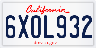 CA license plate 6XOL932