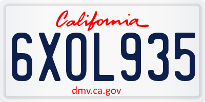 CA license plate 6XOL935