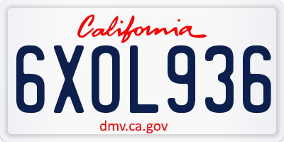 CA license plate 6XOL936