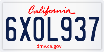 CA license plate 6XOL937