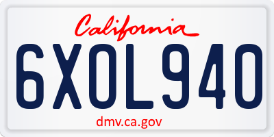 CA license plate 6XOL940
