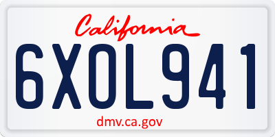 CA license plate 6XOL941