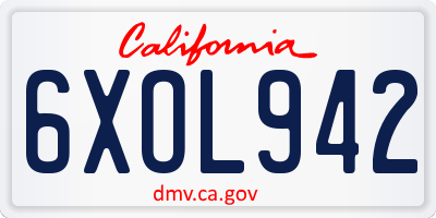 CA license plate 6XOL942