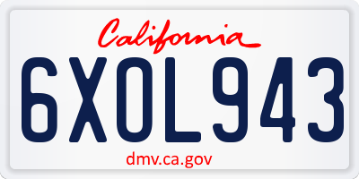 CA license plate 6XOL943