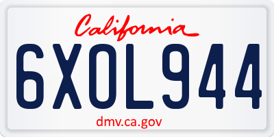 CA license plate 6XOL944