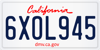 CA license plate 6XOL945