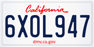 CA license plate 6XOL947