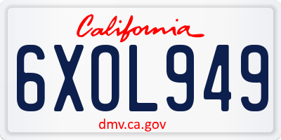 CA license plate 6XOL949