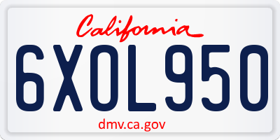 CA license plate 6XOL950