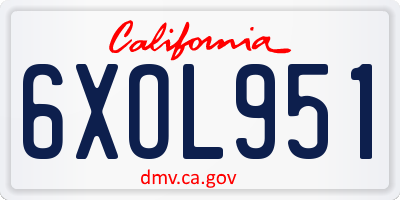 CA license plate 6XOL951