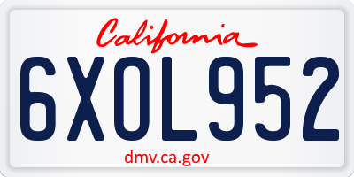 CA license plate 6XOL952