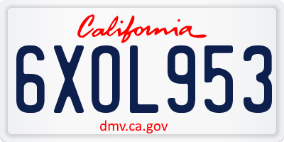 CA license plate 6XOL953