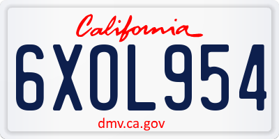 CA license plate 6XOL954