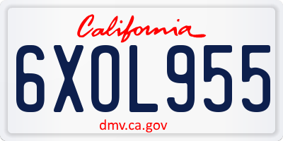 CA license plate 6XOL955