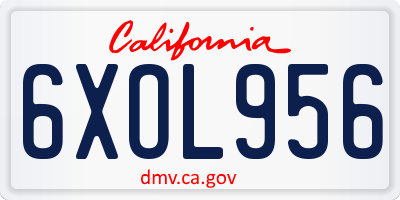 CA license plate 6XOL956