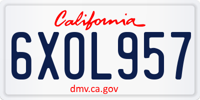 CA license plate 6XOL957
