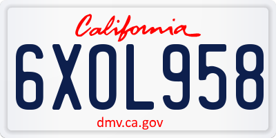 CA license plate 6XOL958