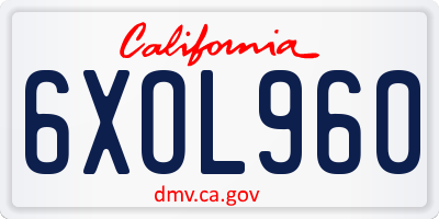 CA license plate 6XOL960