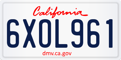 CA license plate 6XOL961