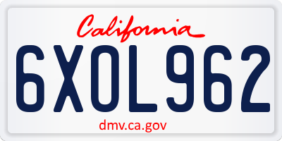 CA license plate 6XOL962