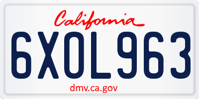 CA license plate 6XOL963