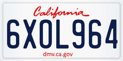CA license plate 6XOL964