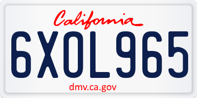 CA license plate 6XOL965