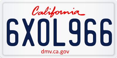 CA license plate 6XOL966
