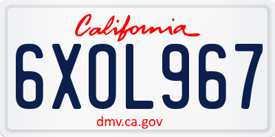 CA license plate 6XOL967