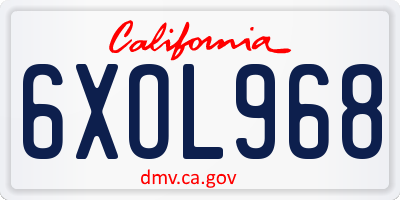 CA license plate 6XOL968