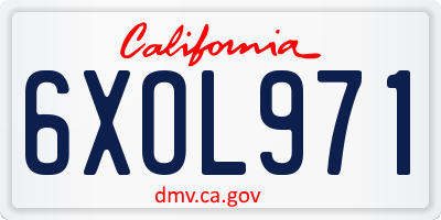 CA license plate 6XOL971