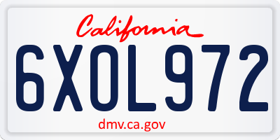CA license plate 6XOL972