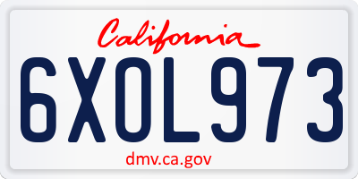 CA license plate 6XOL973