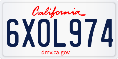 CA license plate 6XOL974