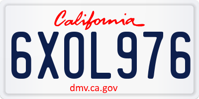 CA license plate 6XOL976
