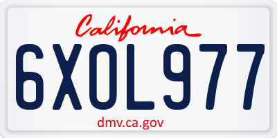 CA license plate 6XOL977