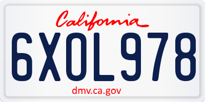CA license plate 6XOL978