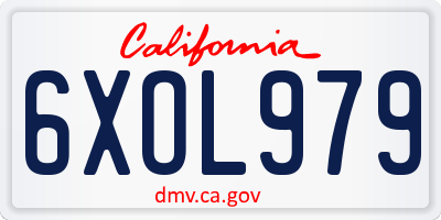 CA license plate 6XOL979
