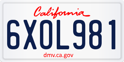 CA license plate 6XOL981