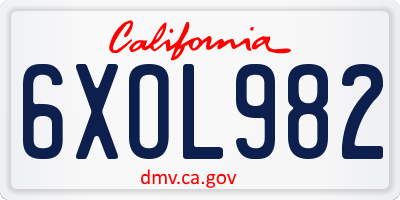 CA license plate 6XOL982