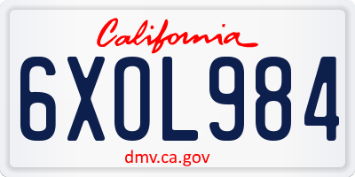 CA license plate 6XOL984
