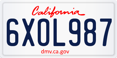 CA license plate 6XOL987