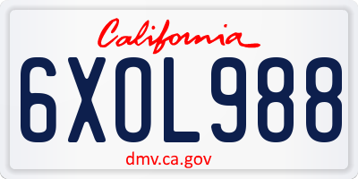 CA license plate 6XOL988