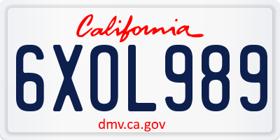 CA license plate 6XOL989