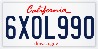 CA license plate 6XOL990