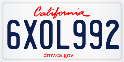 CA license plate 6XOL992
