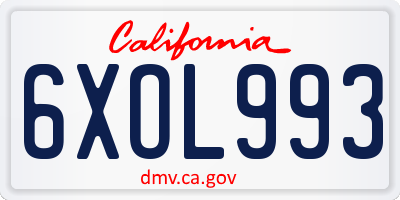 CA license plate 6XOL993