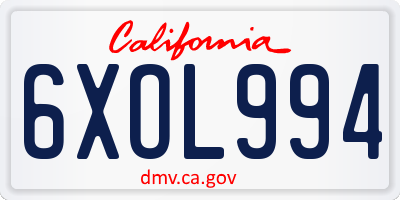 CA license plate 6XOL994