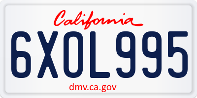 CA license plate 6XOL995