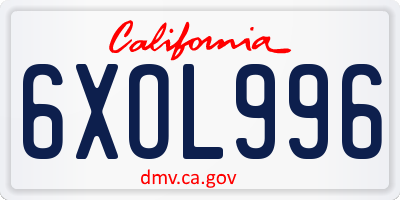 CA license plate 6XOL996